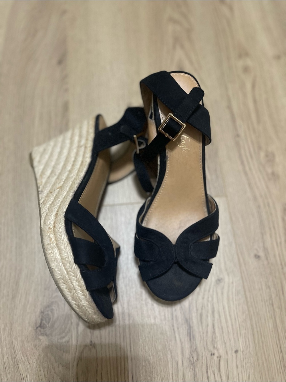 Black American Eagle Wedge Sandals (8)